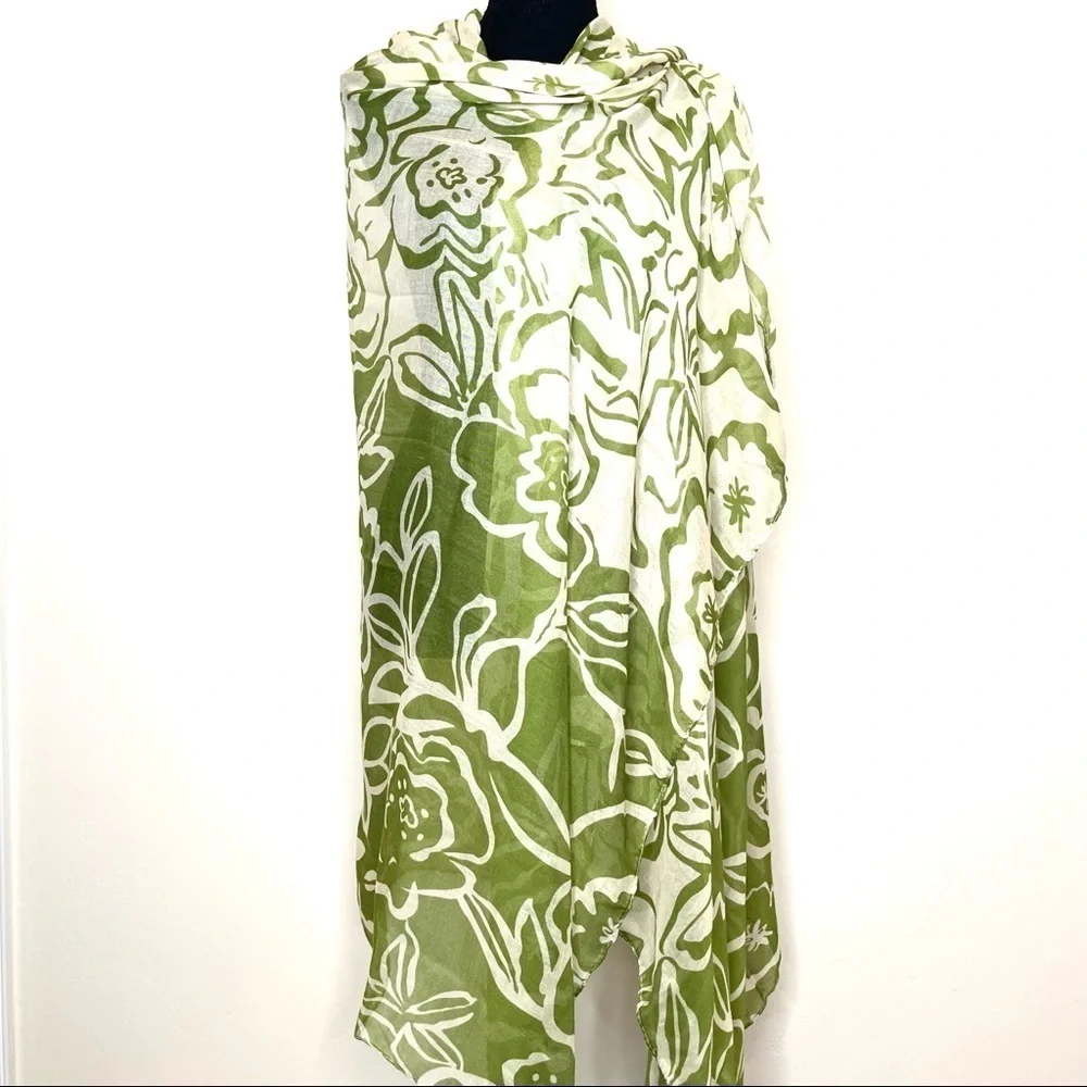 🔥 Pashmina Style Wrap Scarf Green Cream